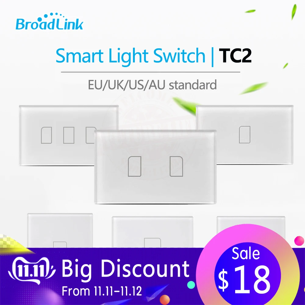 Broadlink TC2 1Gang/2Gang/3Gang UK/EU/US Touch RF433 переключатель автоматизация умного дома