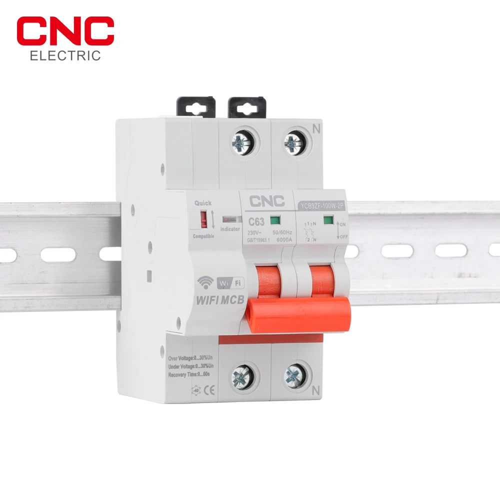 CNC 2P Tuya WIFI Circuit Breaker Timer Remote Smart Switch Overload Short Circuit voltage relay for Alexa Google Home