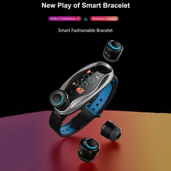 

T90 Smart Fitness Bracelet Bluetooth 5.0 with Wireless Earphones IP67 Waterproof Sport Smart Watch Clock for Android IOS Phone
