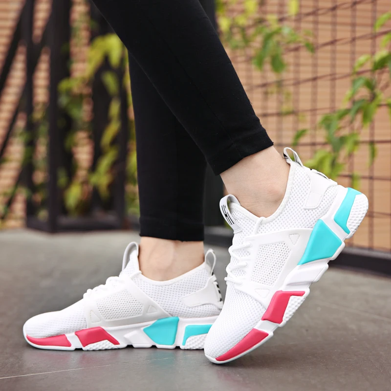 Ladies running shoes mesh breathable sneakers lace non-slip wear-resistant jogging shoes fitness training student shoes