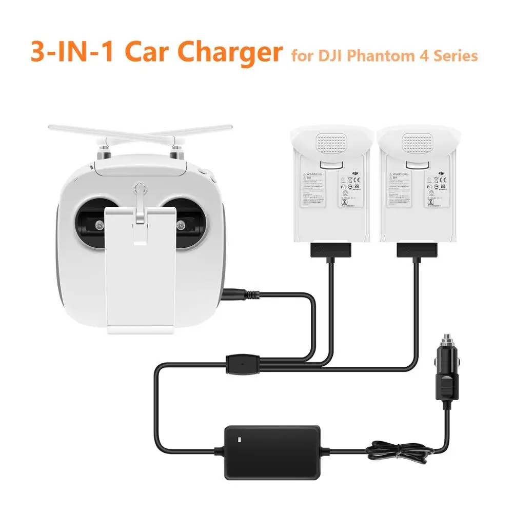

P4 Car Charger for DJI Phantom 4 Pro Advanced + Drone Battery Remote Control Charger Portable Fast Outdoor Travel Charging Hub