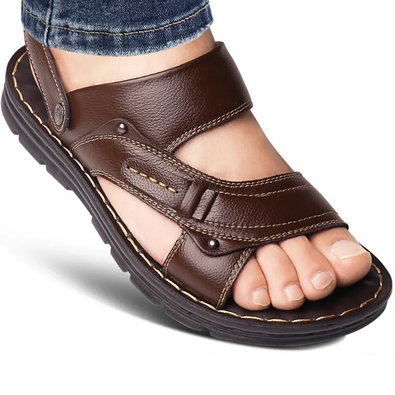 Sandalias de cuero para hombre, zapatos informales de playa, zapatillas antideslizantes, sandalias de cuero, novedad de verano 2021 - AliExpress Calzado
