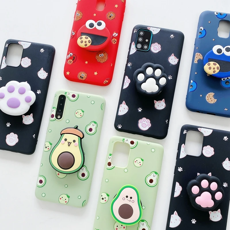 Cartoon Phone Holder Case For Samsung Galaxy A50 A70 A30S A40 A20 A30 A10 A11 A20E A21S A31 A7 A8 A6 Plus 2018 A41 Stand Cover