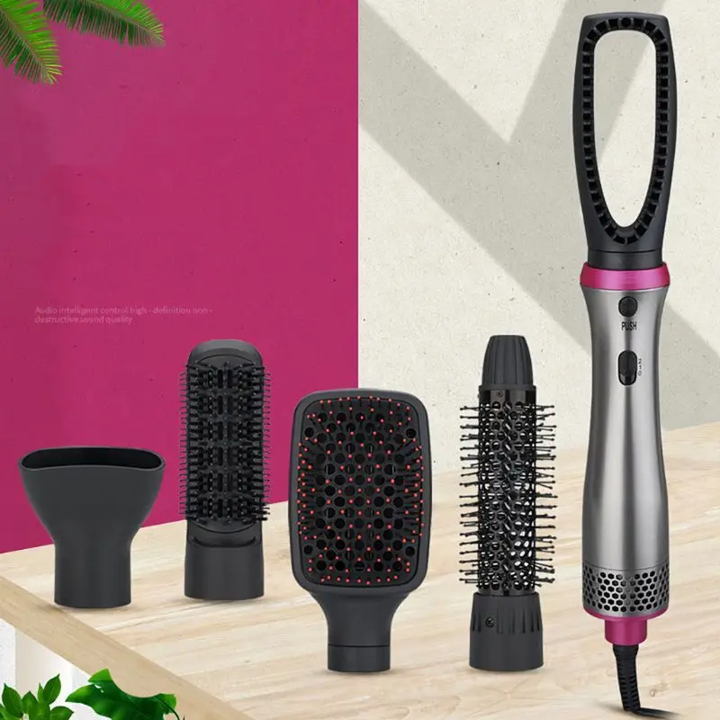 

5-in-1 Multi-function Hot Air Comb Inner Button Fluffy Wave Curler Dual-use Straight Hair Combs NEW