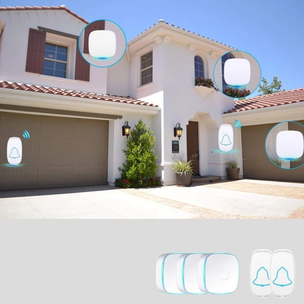 Doorbell,Wireless Doorbell Waterproof Chime Kit,Door Bell Kits At 1000 Feet Range& 38 Chimes& 4 Level Volume,Led Indicator,W