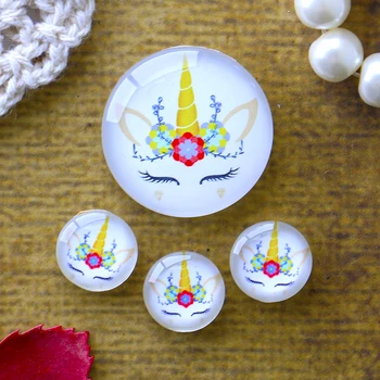 

12mm 25mm 14mm 16mm 18mm 20mm Photo Glass Cabochons Round Cameo Set Handmade Settings Unicorn 03