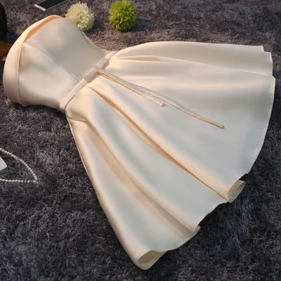 champagne strapless Женское Короткое атласное нарядное платье невесты сестры Формальное зеленое платье подружки невесты SW1965 - Цвет: champagne strapless