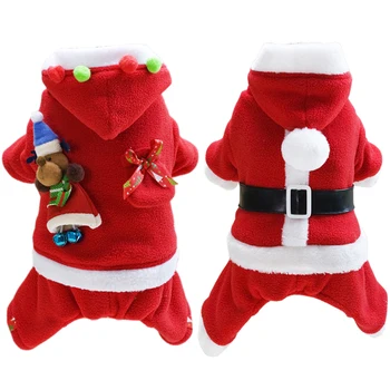 

Christmas Pet Dog Clothes for Small Dogs Winter Warm Puppy Cat Clothing Jumpsuit Chihuahua Pug Hooded Coat Jackets Pets Costumes