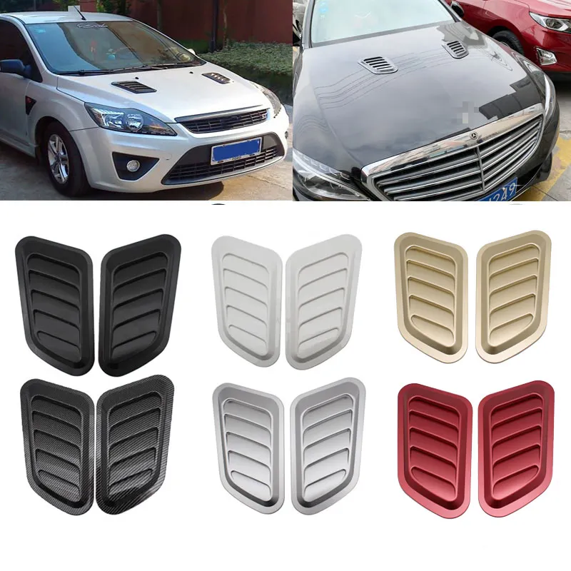 

1pair 4colors Car Air Intake Flow Vent Fender Decorative Stickers Side Mesh Cover Front Bumper Hood Bonnet Grilles Vent Decals