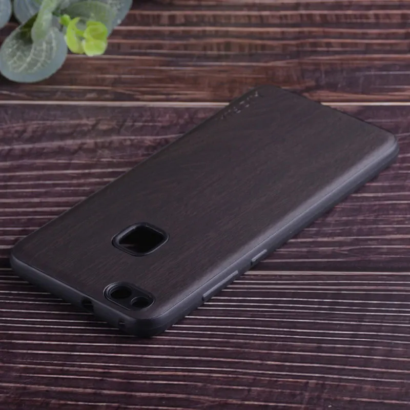 Gray Чехол с деревянным дизайном для huawei P10 Lite, мягкий ТПУ силикон и дерево, ПУ кожа, кожа, чехлы для huawei P10 Lite - Цвет: Gray