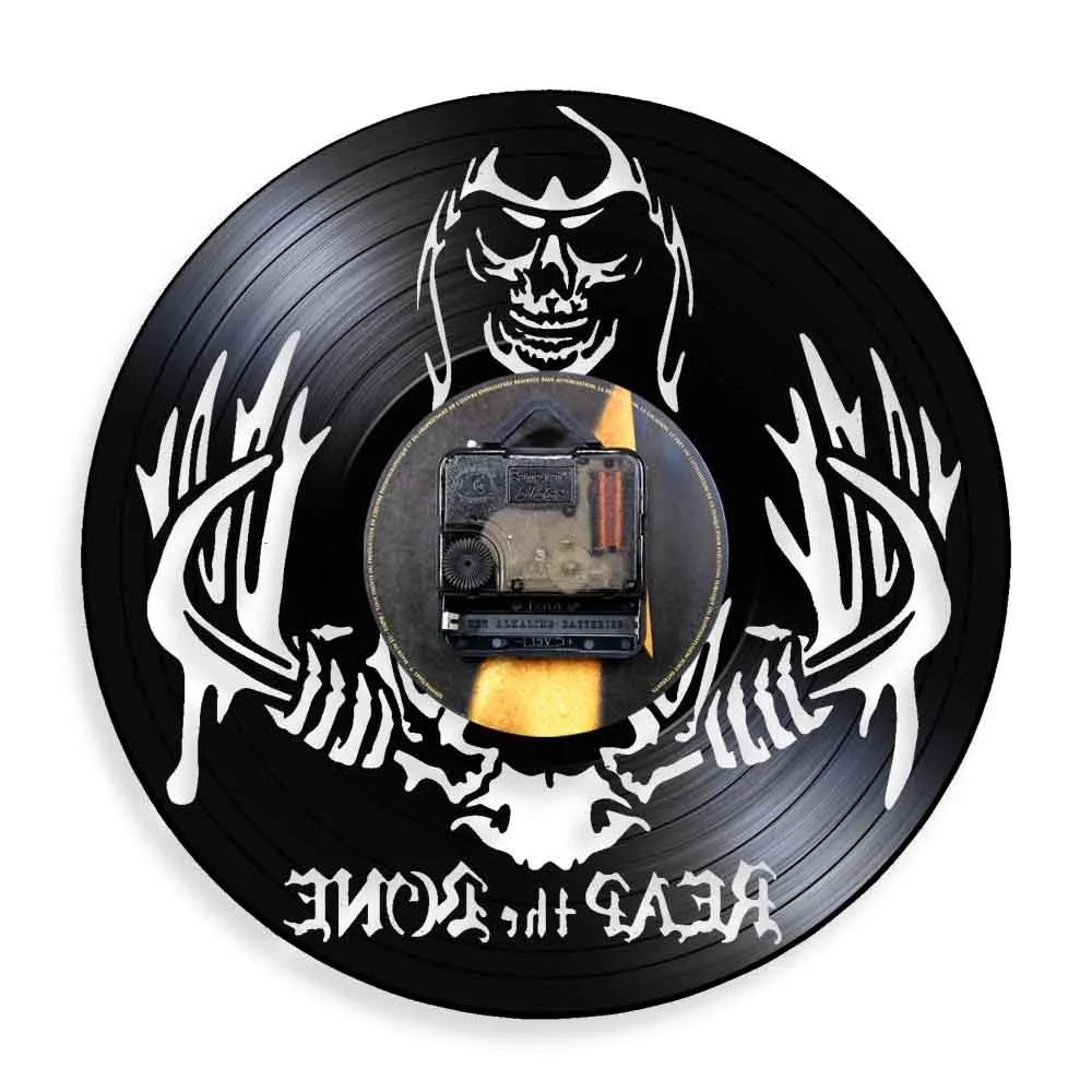 Reap The Bone Grim Reaper ужас Скелет стены искусства жуткий Виниловая пластинка настенные часы Хэллоуин Декор смерти череп убийца часы