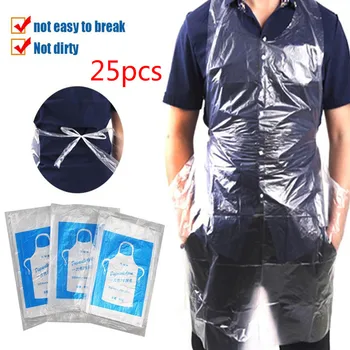 

Aprons 25Pcs/set Disposable Plastic Aprons Polythene Aprons Cooking Painting Waterproof For Adult Kids Dinner Party Apron