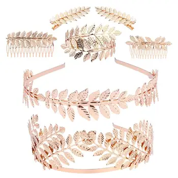

7pcs Delicate Leaves Unique Photography Prop Headpiece Tiara Hair Band Hair Comb for Decoration Girl Women