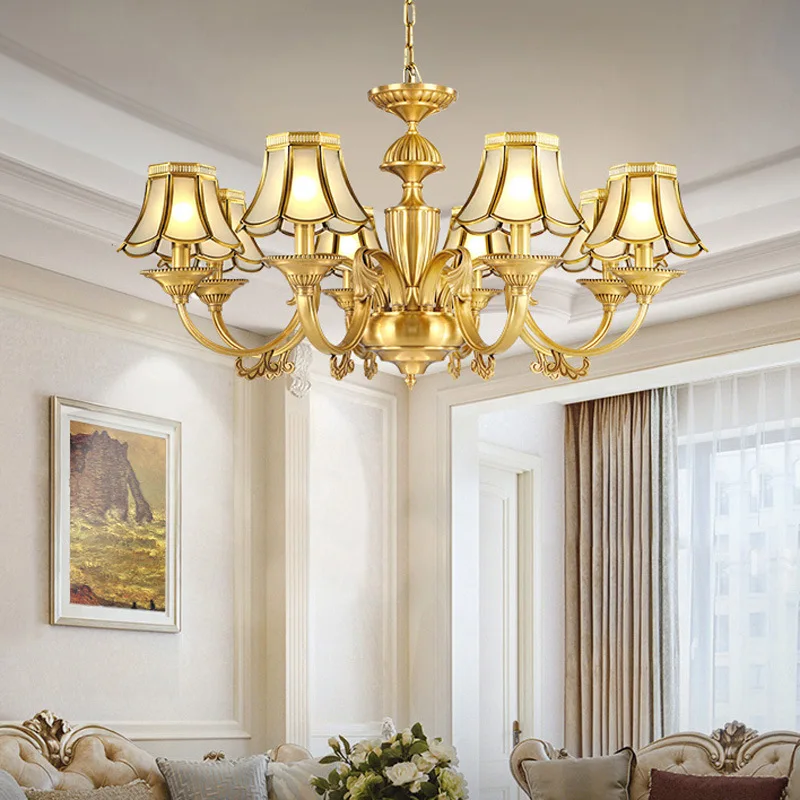 

European-style copper chandelier retro living room bedroom lighting restaurant clothes shop cafe pendant lamp YHJ020518