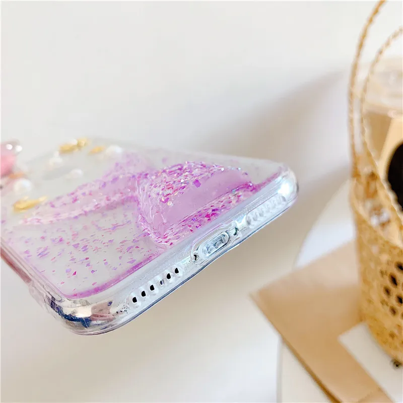 Для iphone 6 6s 7 8 plus X Корея Роскошный Модный милый мультяшный хвост русалки эпоксидные блестки Мягкий силиконовый прозрачный чехол задняя крышка