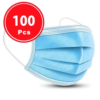 

Ship In 24 Hours 100Pcs Quality Protection Anti Dust Face Mask Respirator Disposable Mouth Masks 3 Layer Earloop Masks for Adult