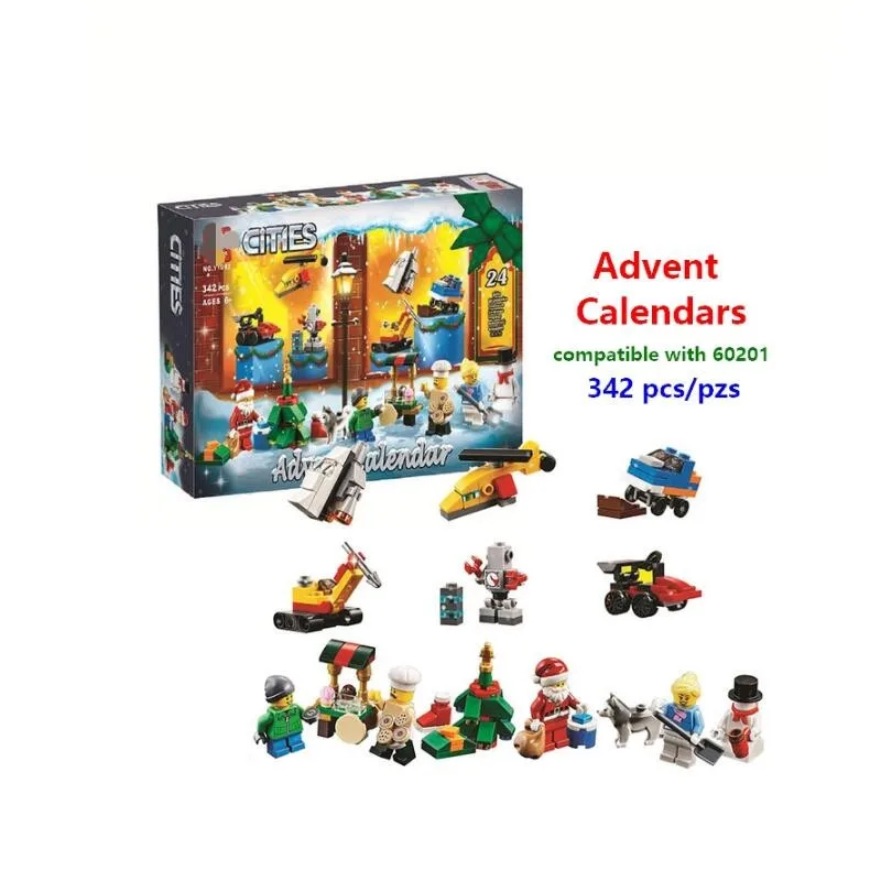 

New Christmas Gift 342pcs City Advent Calendar Christmas Santa Claus Building Blocks Compatible With 60201 Best Toys