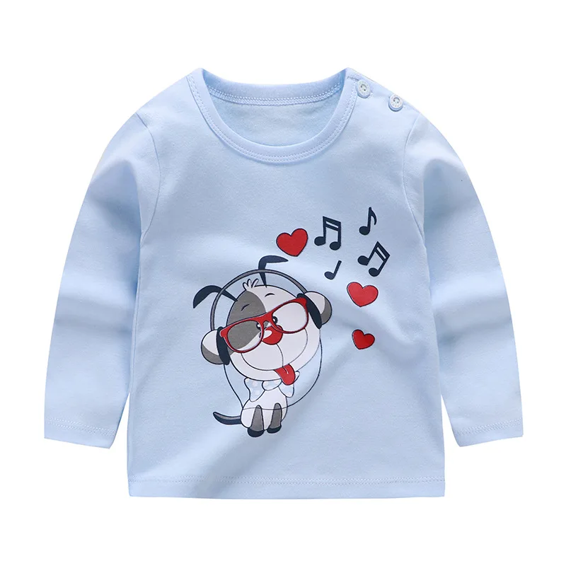 Детская футболка хлопковая одежда с длинными рукавами и рисунком для малышей; осенняя одежда для мальчиков и девочек; нижняя рубашка для малышей