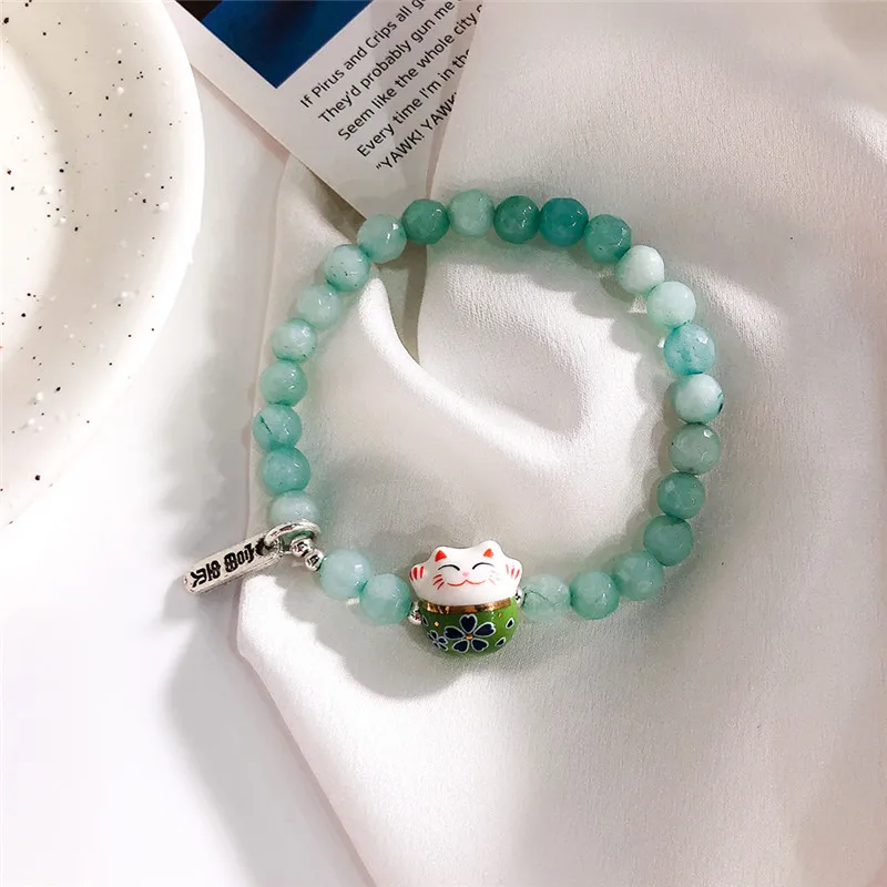 Японский тренд Lucky Cats натуральный хрустальный шар эластичный браслет из бусин и браслеты для женщин модные руки ювелирные изделия прекрасный браслет