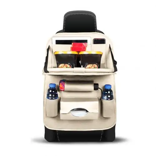 Прочный Многофункциональный складной регулируемый авто заднее сиденье закуски PC мешок для хранения мелочей Органайзер - Название цвета: Burgundy