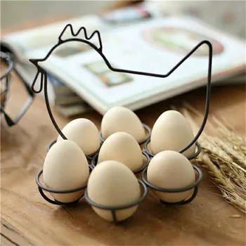 

Iron Egg Storage Rack Stand Hanging Handle Cartoon Hen Shape Leachate Removal Storage Baskets For Kitchen Organizer