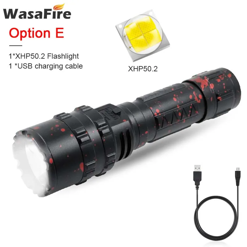 1800LM XHP50 Hunting Lanterna Waterproof 5 Modes Led Torch Mutifunctional Rechargeable Flashlight with 18650/26650+Charger