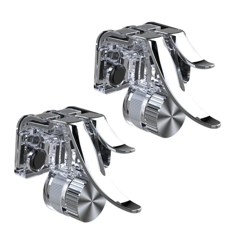 Mobile Game Controller 2Pcs Six Fingers Metal Transparent Mobile Trigger Mobile Game Controller Aim Trigger Joysticks