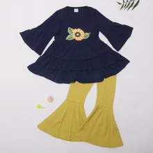 Conice nini Подсолнух длинный костюм дизайн темная одежда желтый pants2GK908-1498