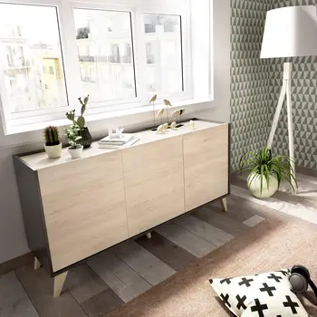 

Dresser 3 doors 155 cm gray color graphite and natural