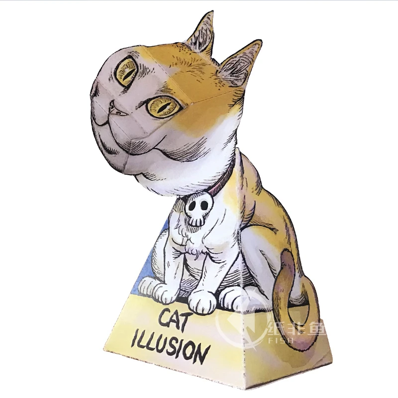 錯視猫の装飾品折りたたみかわいいミニ3d紙モデルペーパークラフトdiy子供アダルト手作りクラフトおもちゃer 068 カード パズル 構築 セット Aliexpress
