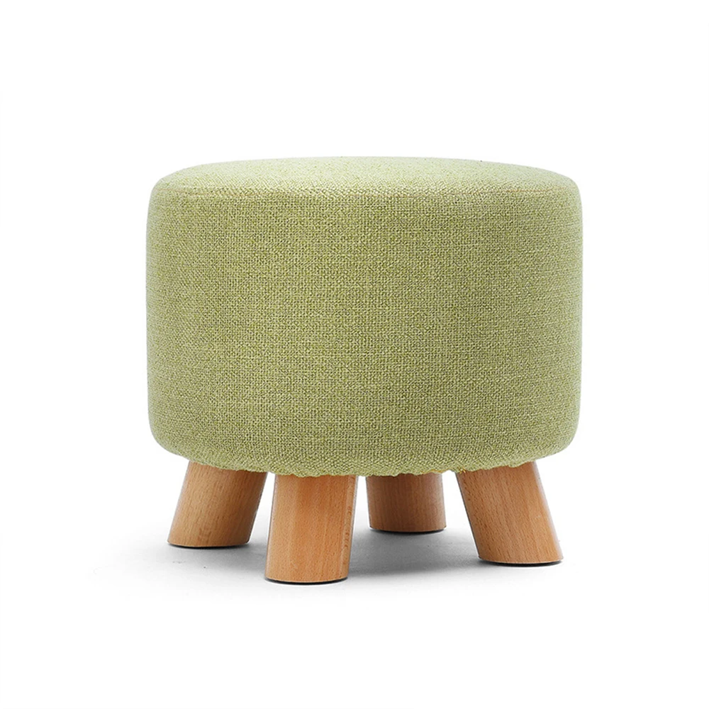 Round Fabric Creative Solid Wood Thickened Footstool Padded Foot Rest Folding Storage Seat Stool with Removable Cover