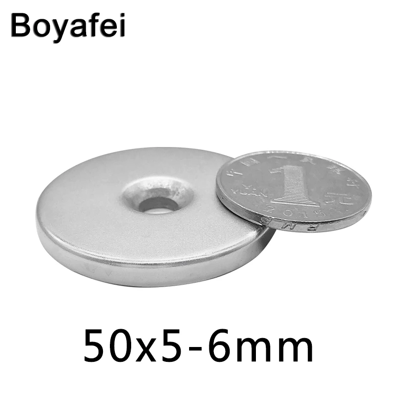 

5/10/20 pcs Strong Neodymium Cup Magnets 50x5-6mm Disc Countersunk 50*5 Hole 6mm Round Base Pot Magnets