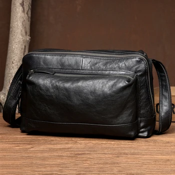 

Full Grain Leather Shoulder Bag For Mens Genuine Leather Casual Messenger Bag Cowskin Leather Men Crossbody Bags