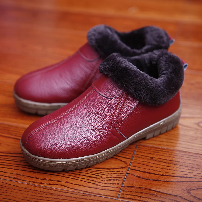 

Full-grain Leather Cotton Slippers Cover Heel Winter Men And Women Old Man Anti-slip Warm Household Genuine Leather Thick Bottom