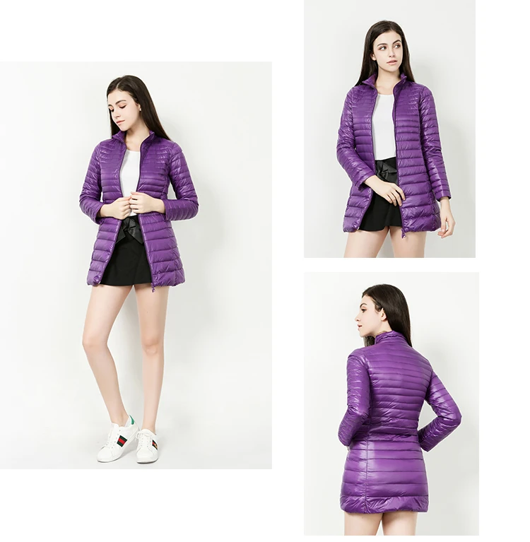 New Women's slim down jacket Winter Down Coat stand collar zipper jacket Casual Warm Parka Snow Outwear slim fit