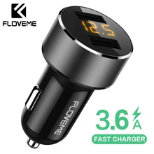 Автомобильное зарядное устройство FLOVEME USB для iPhone Xiaomi 18W с двумя портами автомобильное зарядное устройство USB 3.6A быстрая зарядка, автомобильное зарядное устройство для мобильного телефона
