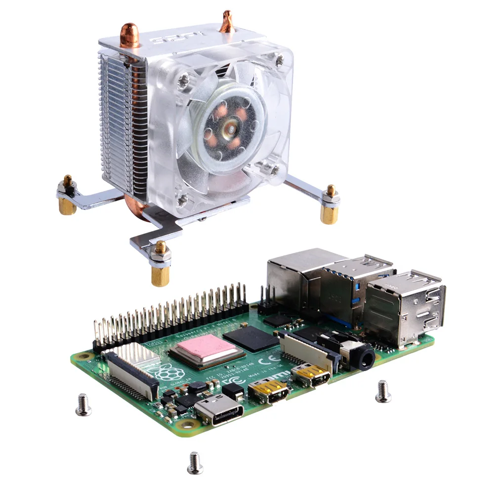 Raspberry pi Torre de Gelo Rgb Ventilador Refrigeração Tubo Cobre Refrigerador Opcional Acrílico Case Fonte Alimentação para pi 4b 3b Mais 3b 52pi - Imagem 4