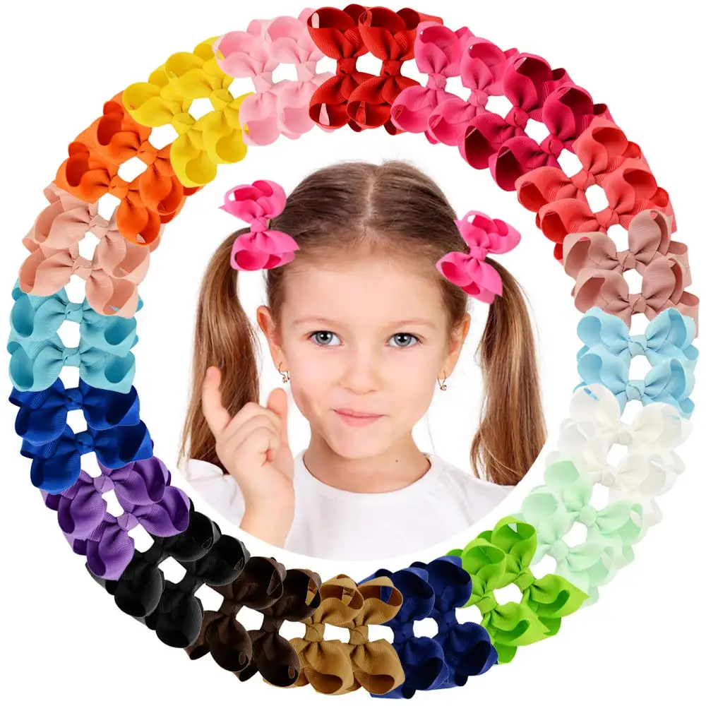 free shipping 40pcs/pack 3Inch Baby Girls Toddler Hair Bows With Alligator Clip Grosgrain Barrettes Bundles Accessories for Infa |