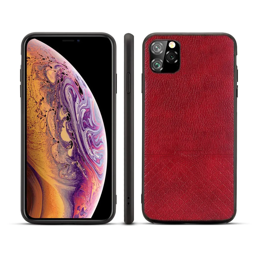 Slim Leather Vintage Shock-proof Case Cover for iPhone 11 Pro Max 6.5 Inch Luxury Hard Matte Cover Business Style Phone Cases