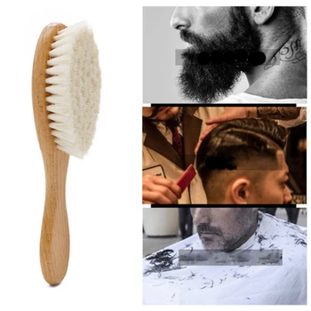 

Natural Soft Goat Bristle Hair Sweeping Brush Men Beard Comb Oval Wood Handle Barber Dust Brush For Broken Hair Cleaning Tool