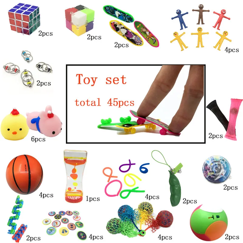 

2020 New Interesting Combination 45 Pieces Extrusive-Solving Fidget Kids Various Styles Unzip Toy Set Wholesale