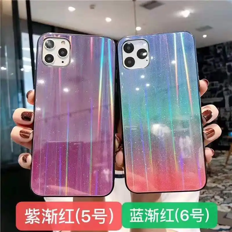 Градиентный лазерный чехол для Xiaomi 8 SE 9SE Lite CC9E Mix3 чехол красочное закаленное стекло для Xiaomi Redmi Note 7 8 Pro K20 Pro