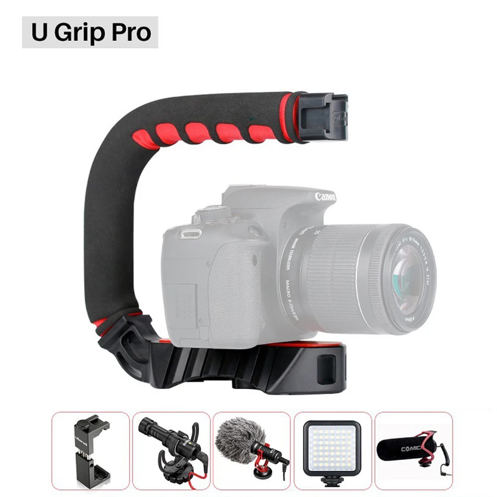 U-Grip Pro ручной видео с тройным холодным башмаком крепление для смартфона видео ручка для DSLR камеры 1 шт
