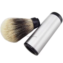 Портативная бритвенная щетка из нержавеющей алюминиевой трубки с металлической ручкой для путешествий