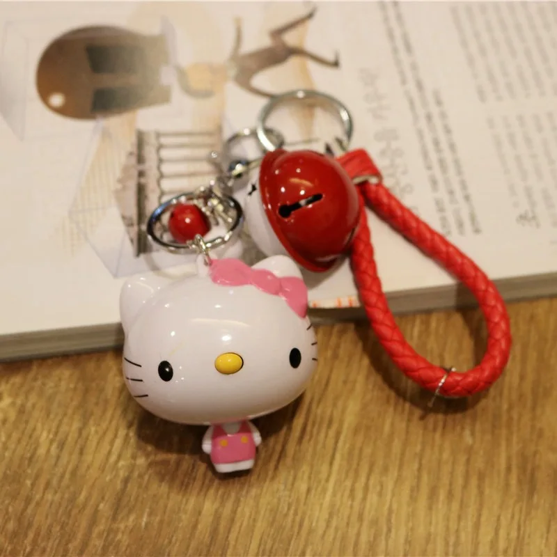 Cartoon Cute Small Balls Jingle Cats Doraemon Leather Measuring Tape Keychain Bell Keychain Pendant Purse Accessories