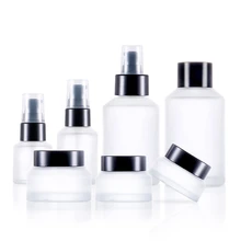 

5pcs/lot 15 30 100 120 Ml Oblique Shoulder Frosted Glass Dropper Bottle 20 30 50 G Cream Jars for Skin Care Bottle Packaging