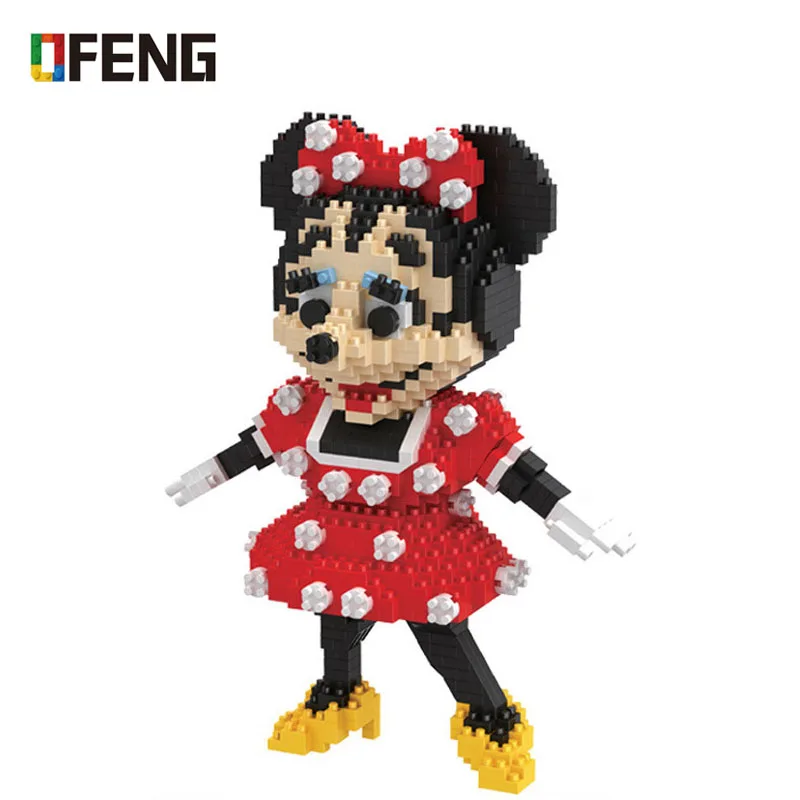 

HC Magic Blocks Minnie Mouse Mini Blocks Micro Bricks Anime DIY Building Cartoon Toys Juguetes Auction Model toy Children Gifts