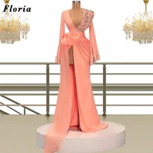 

Floria 2022 Prestigious Evening Dresses With Beaded Women Prom Dresses Vestidos De Fiesta Long Sleeves Party Red Carpet Dress