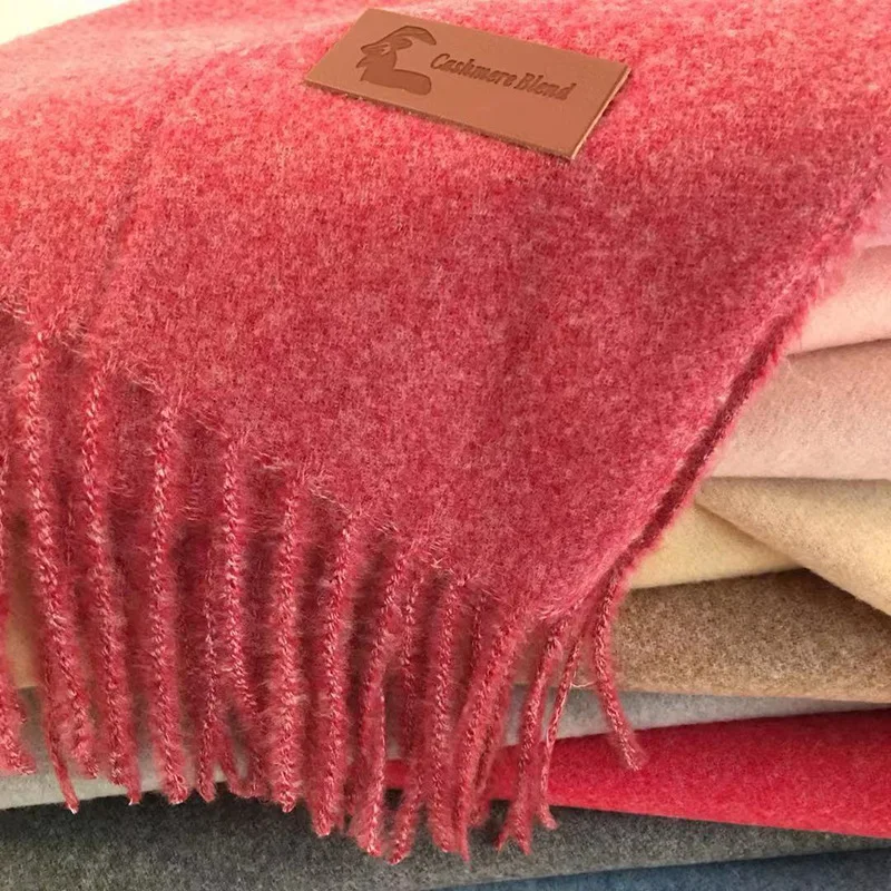 Brand Designer Winter Cashmere Scarf For Women Unisex Wool Scarf Pashmina Solid Color Tassels Ladies Stole Wrap Men Scarves