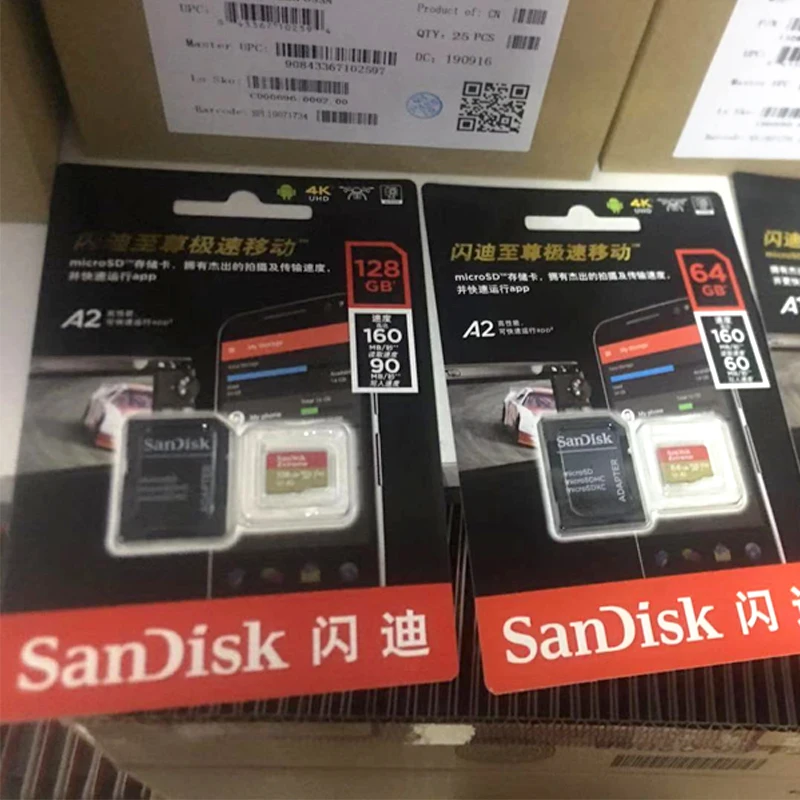 Карта памяти SanDisk Extreme Micro SD карта 32 Гб 64 128 ГБ 256 UHS I C10 U3 V30 A2 MicroSDHC/Micro SDXC флеш TF класс